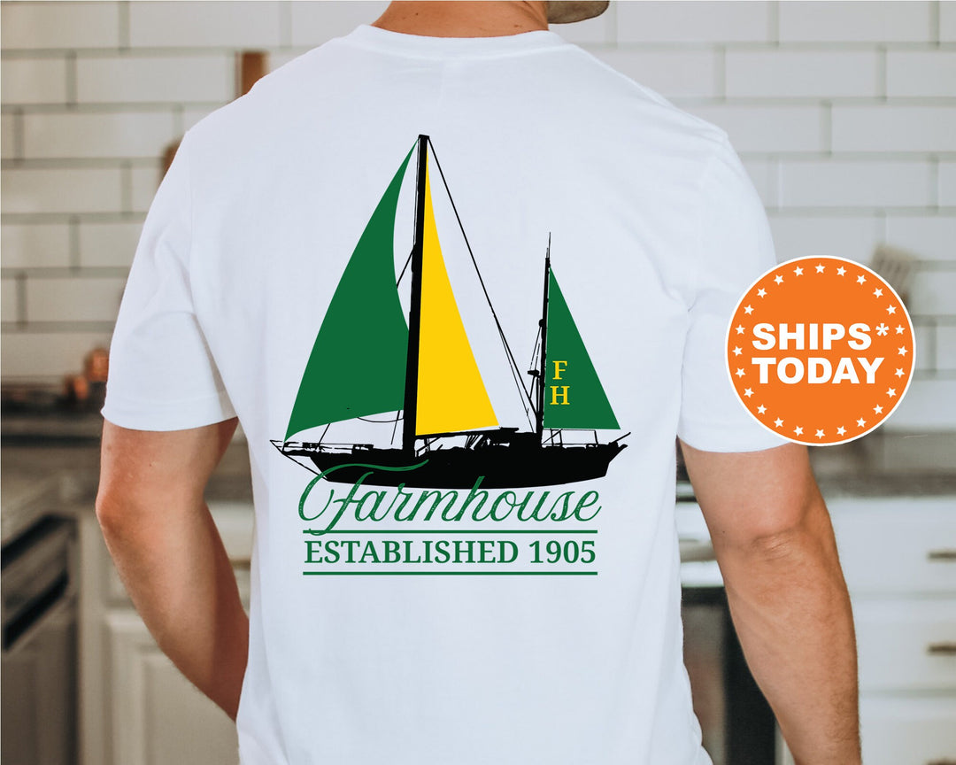 Farmhouse Black Boat Fraternity T-Shirt | Farmhouse Shirt | Comfort Colors Tee | Fraternity Bid Day Gift | Rush Shirt _ 15610g