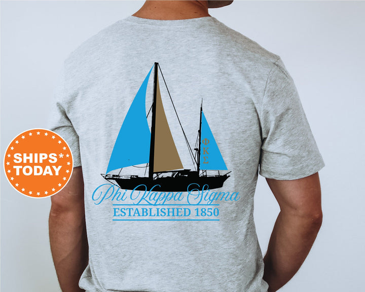 Phi Kappa Sigma Black Boat Fraternity T-Shirt | Phi Kappa Sigma Shirt | Skulls Comfort Colors Tee | Fraternity Gift | Rush Shirt _ 15619g