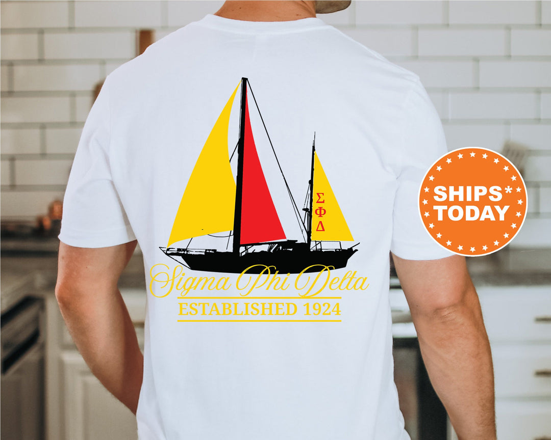 Sigma Phi Delta Black Boat Fraternity T-Shirt | Sigma Phi Delta Shirt | Comfort Colors Tee | Fraternity Bid Day Gift | Rush Shirt _ 15628g
