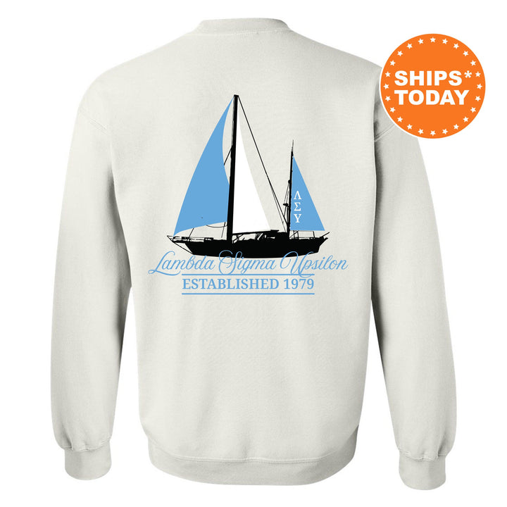 Lambda Sigma Upsilon Black Boat Fraternity Sweatshirt | Lambda Sigma Upsilon Sweatshirt | LSU Fraternity Crewneck | Bid Day Gift _ 15616g