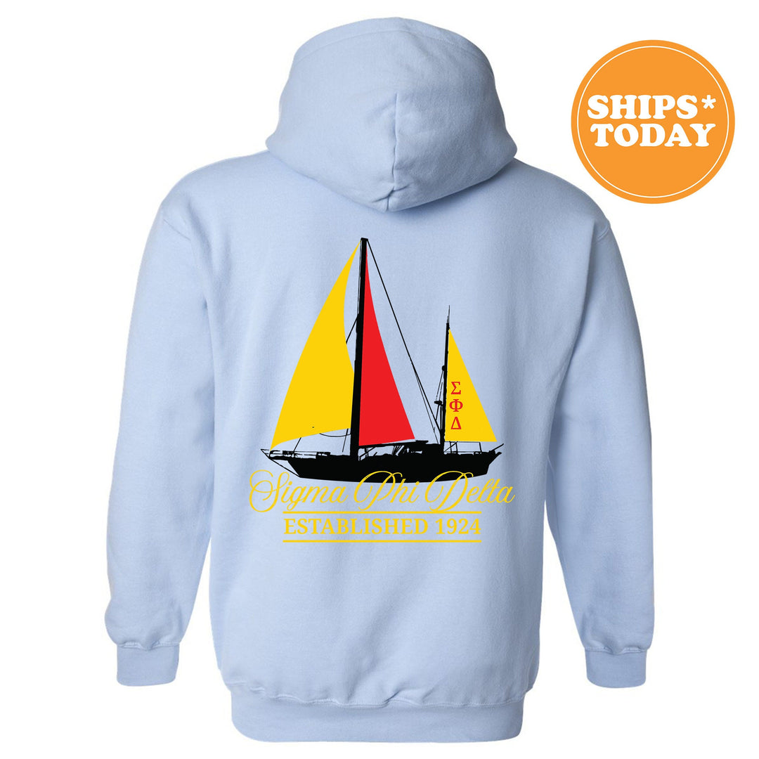 Sigma Phi Delta Black Boat Fraternity Sweatshirt | Sigma Phi Delta Sweatshirt | Fraternity Crewneck | Bid Day Gift | Greek Apparel _ 15628g