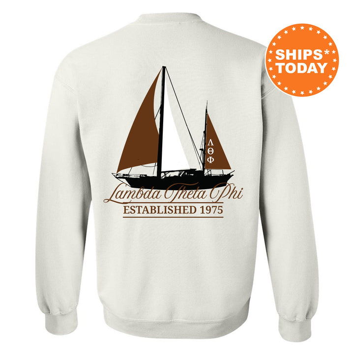Lambda Theta Phi Black Boat Fraternity Sweatshirt | Lambda Theta Phi Sweatshirt | Fraternity Crewneck | Custom Greek Apparel _ 15617g