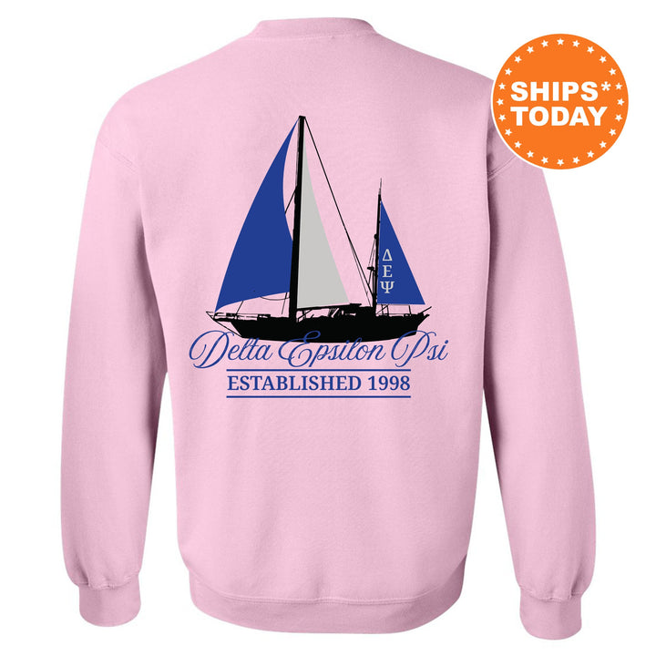 Delta Epsilon Psi Black Boat Fraternity Sweatshirt | DEPsi Sweatshirt | Fraternity Crewneck | Bid Day Gift | Custom Greek Apparel _ 15608g