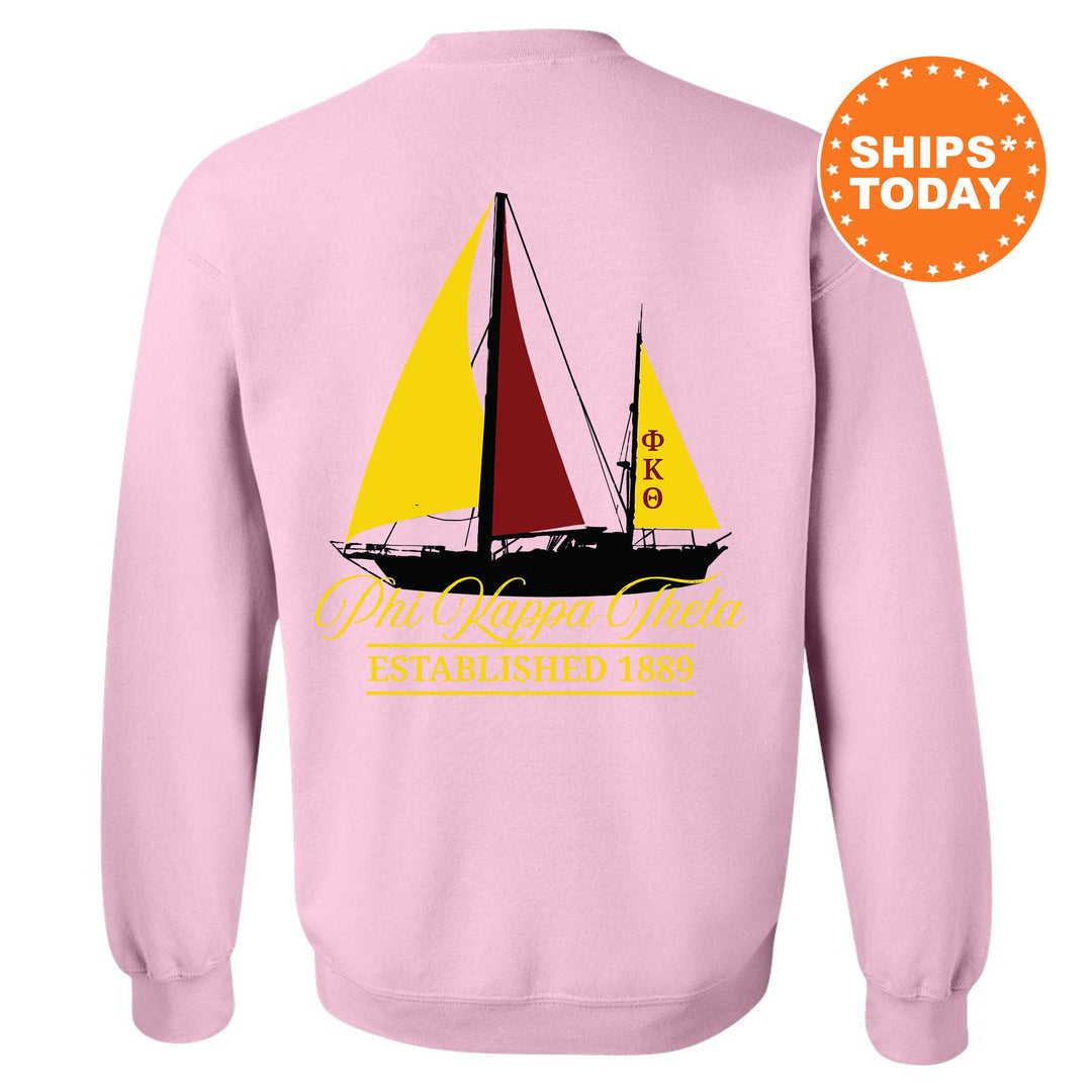 Phi Kappa Theta Black Boat Fraternity Sweatshirt | Phi Kap Sweatshirt | Fraternity Crewneck | Bid Day Gift | Custom Greek Apparel _ 15620g