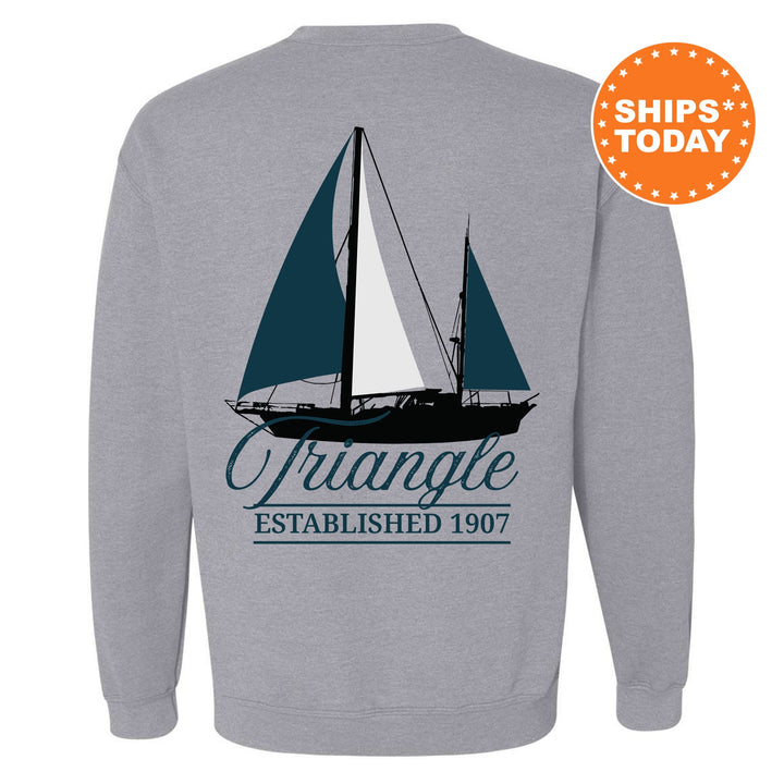 Triangle Black Boat Fraternity Sweatshirt | Triangle Sweatshirt | Fraternity Crewneck | Bid Day Gift | Custom Greek Apparel _ 15631g
