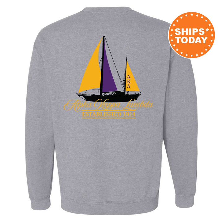 Alpha Kappa Lambda Black Boat Fraternity Sweatshirt | AKL Sweatshirt | Fraternity Crewneck | Bid Day Gift | Custom Greek Apparel _ 15605g