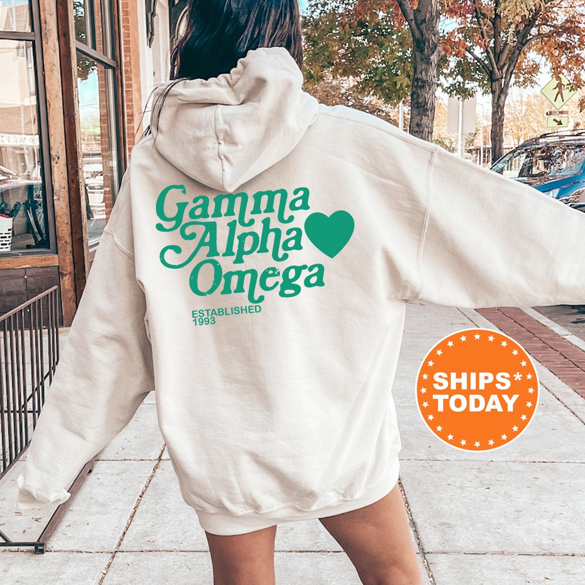 Gamma Alpha Omega Faded Heart Sorority Sweatshirt Gamma Alpha