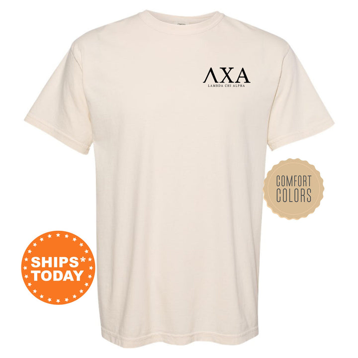 Lambda Chi Alpha Bonded Letters Fraternity T-Shirt | Lambda Chi Left Pocket Shirt | Comfort Colors Tee | Greek Letters Shirt _ 17947g