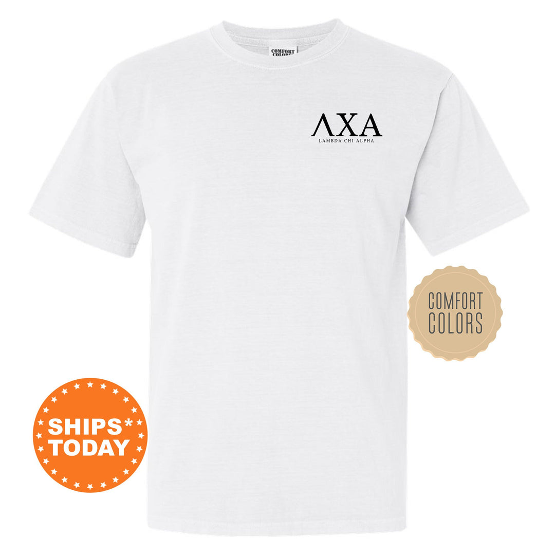 Lambda Chi Alpha Bonded Letters Fraternity T-Shirt | Lambda Chi Left Pocket Shirt | Comfort Colors Tee | Greek Letters Shirt _ 17947g