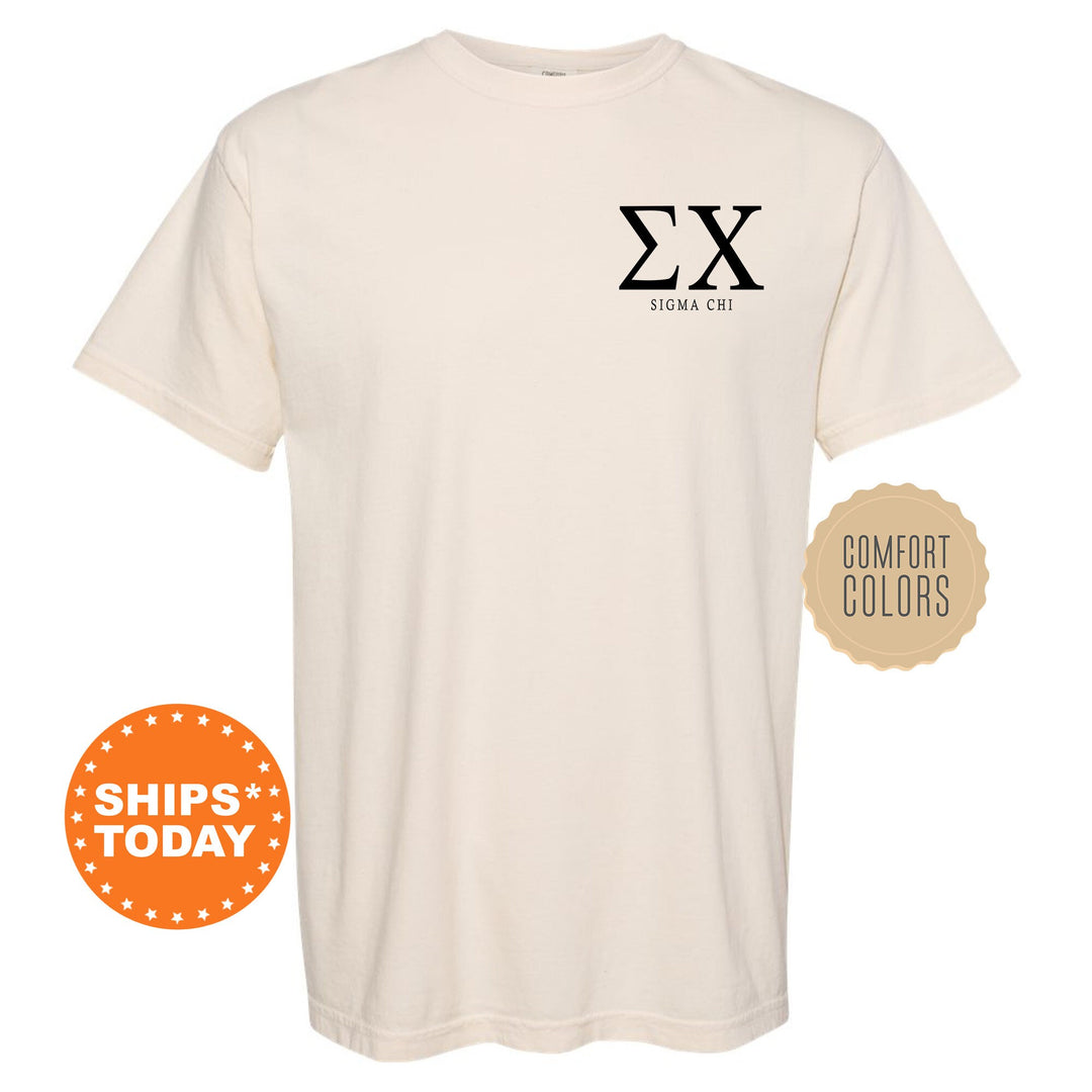 Sigma Chi Bonded Letters Fraternity T-Shirt | Sigma Chi Left Pocket Shirt | Comfort Colors Tee | Greek Letters | Fraternity Gift _ 17956g
