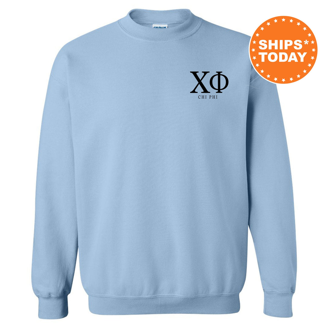 Chi Phi Bonded Letters Fraternity Sweatshirt | Chi Phi Left Pocket Crewneck | Greek Letters | Men Sweatshirt | College Apparel _ 17939g