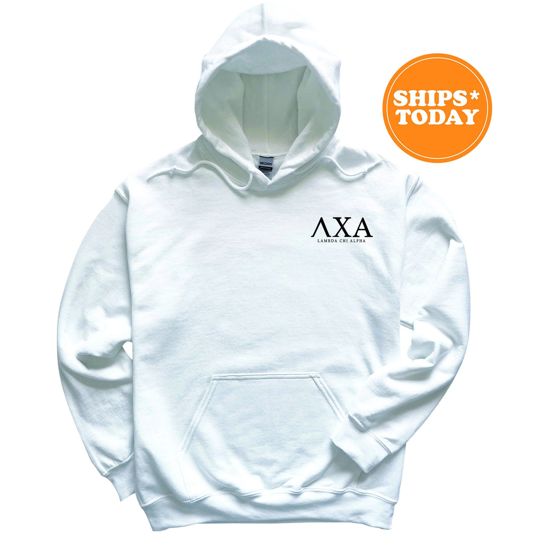 Lambda Chi Alpha Bonded Letters Fraternity Sweatshirt | Lambda Chi Left Pocket Crewneck | Greek Letters Apparel | Men Sweatshirt _ 17947g