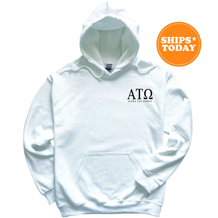 Alpha Tau Omega Bonded Letters Fraternity Sweatshirt | ATO Left Pocket Crewneck | Greek Letters | Men Sweatshirt | College Apparel _ 17937g