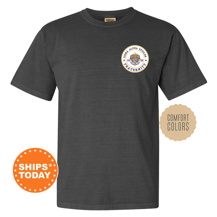 Sigma Alpha Epsilon Brotherhood Crest Fraternity T-Shirt | SAE Left Chest Graphic Tee | Fraternity Gift | Comfort Colors Shirt _ 17923g
