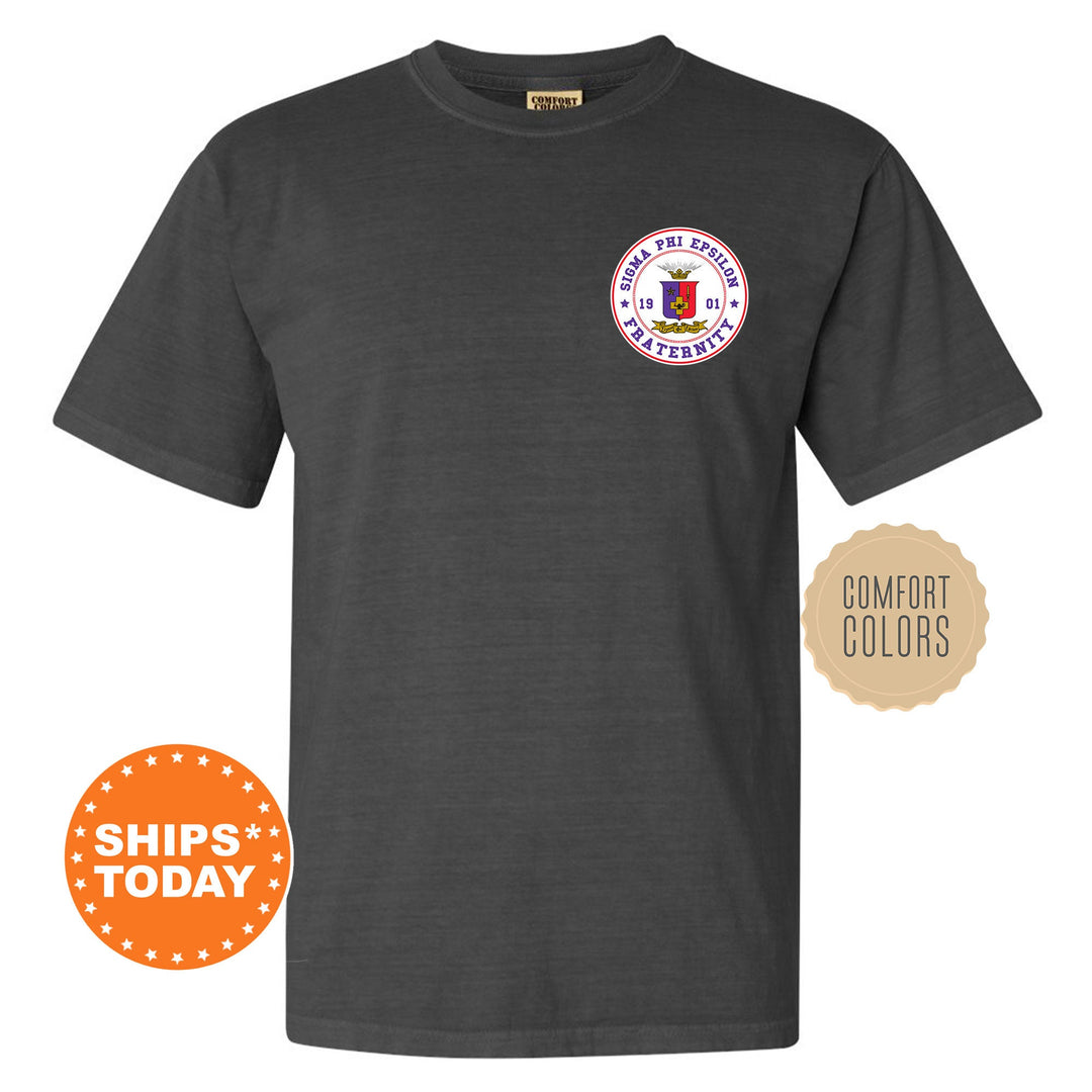 Sigma Phi Epsilon Brotherhood Crest Fraternity T-Shirt | SigEp Left Chest Graphic Tee | Fraternity Gift | Comfort Colors Shirt _ 17927g