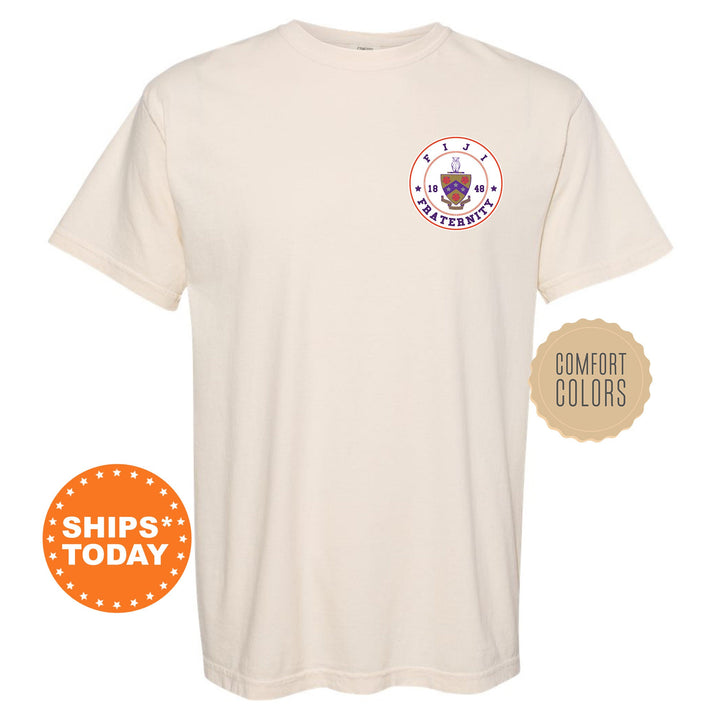 FIJI Brotherhood Crest Fraternity T-Shirt | Phi Gamma Delta Left Chest Graphic Tee | Fraternity Gift | FIJI Comfort Colors Shirt _ 17917g