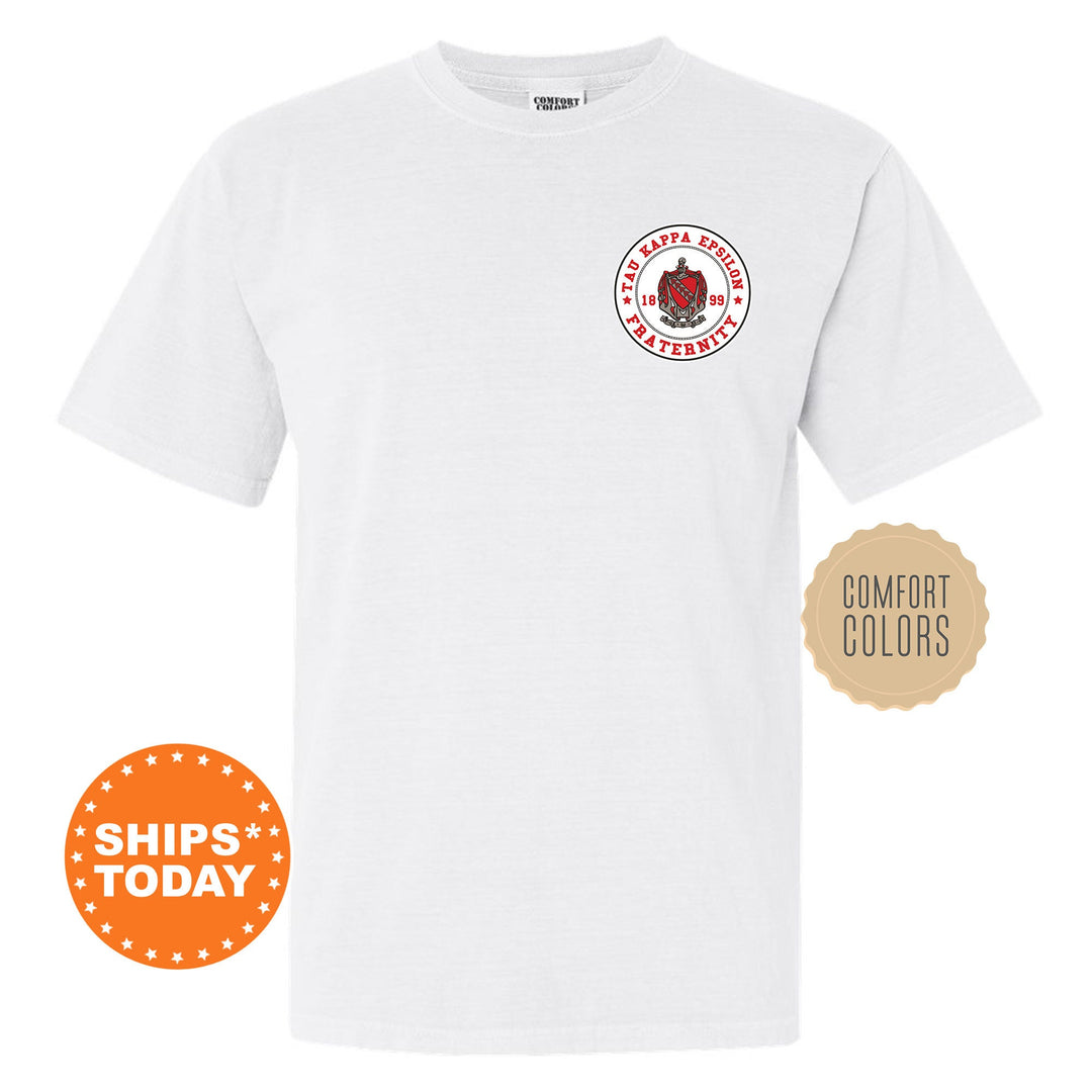 Tau Kappa Epsilon Brotherhood Crest Fraternity T-Shirt | TKE Left Chest Graphic Tee | Fraternity Gift | Comfort Colors Shirt _ 17930g
