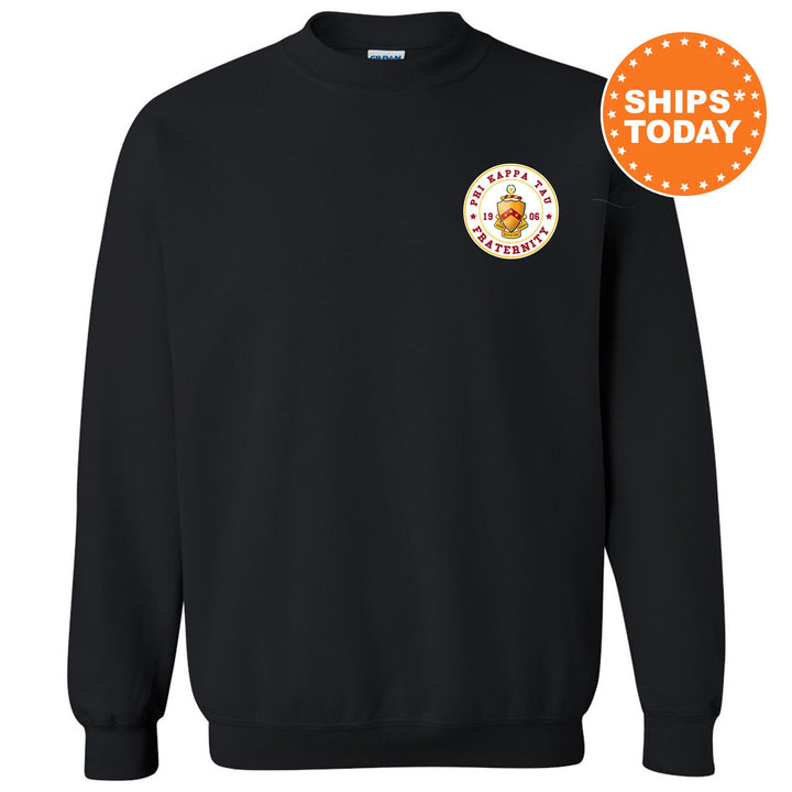 Phi Kappa Tau Brotherhood Crest Fraternity Sweatshirt | Phi Tau Left Chest Design Sweatshirt | Greek Apparel | College Crewneck _ 17919g