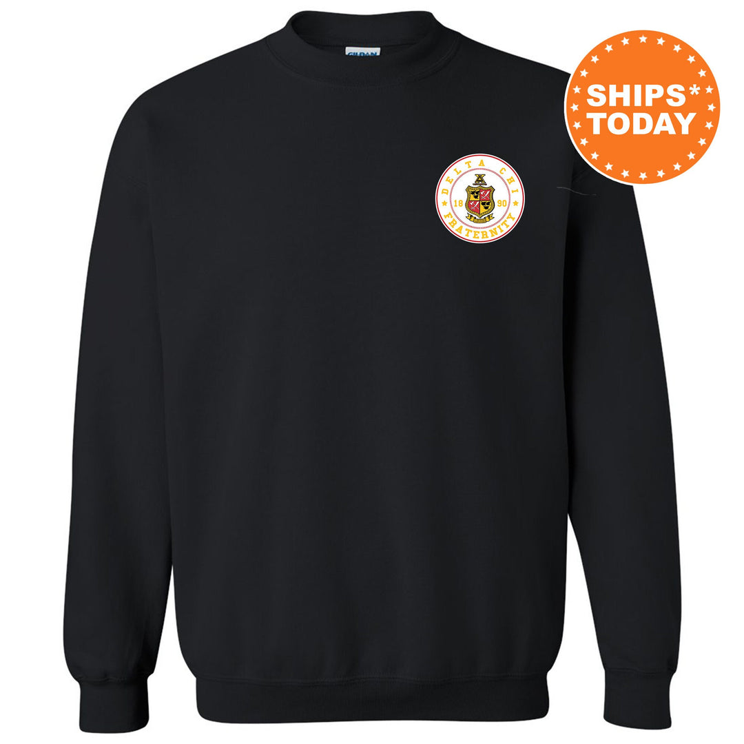 Delta Chi Brotherhood Crest Fraternity Sweatshirt | DChi Left Chest Design Sweatshirt | Greek Apparel | College Crewneck _ 17909g