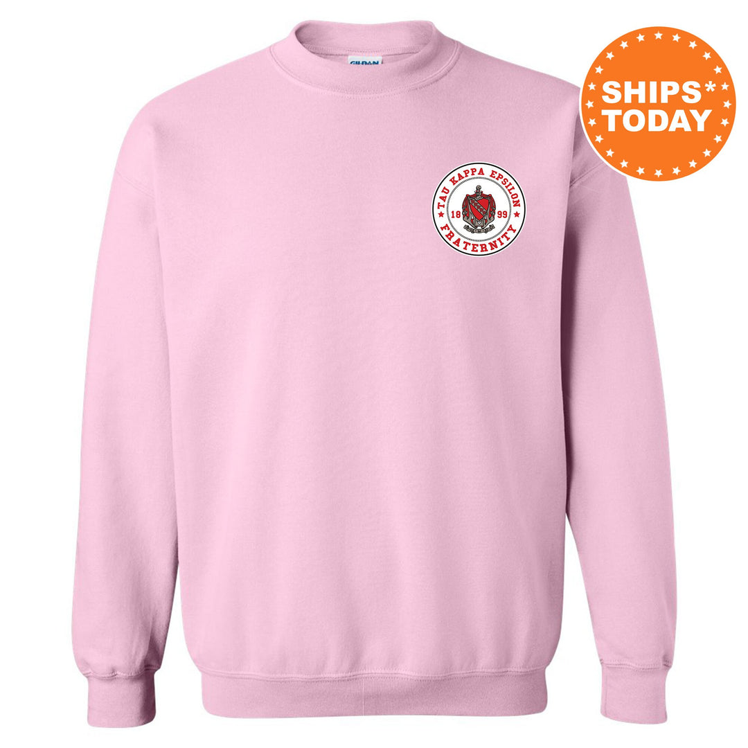 Tau Kappa Epsilon Brotherhood Crest Fraternity Sweatshirt | TKE Left Chest Design Sweatshirt | Greek Apparel | College Crewneck _ 17930g