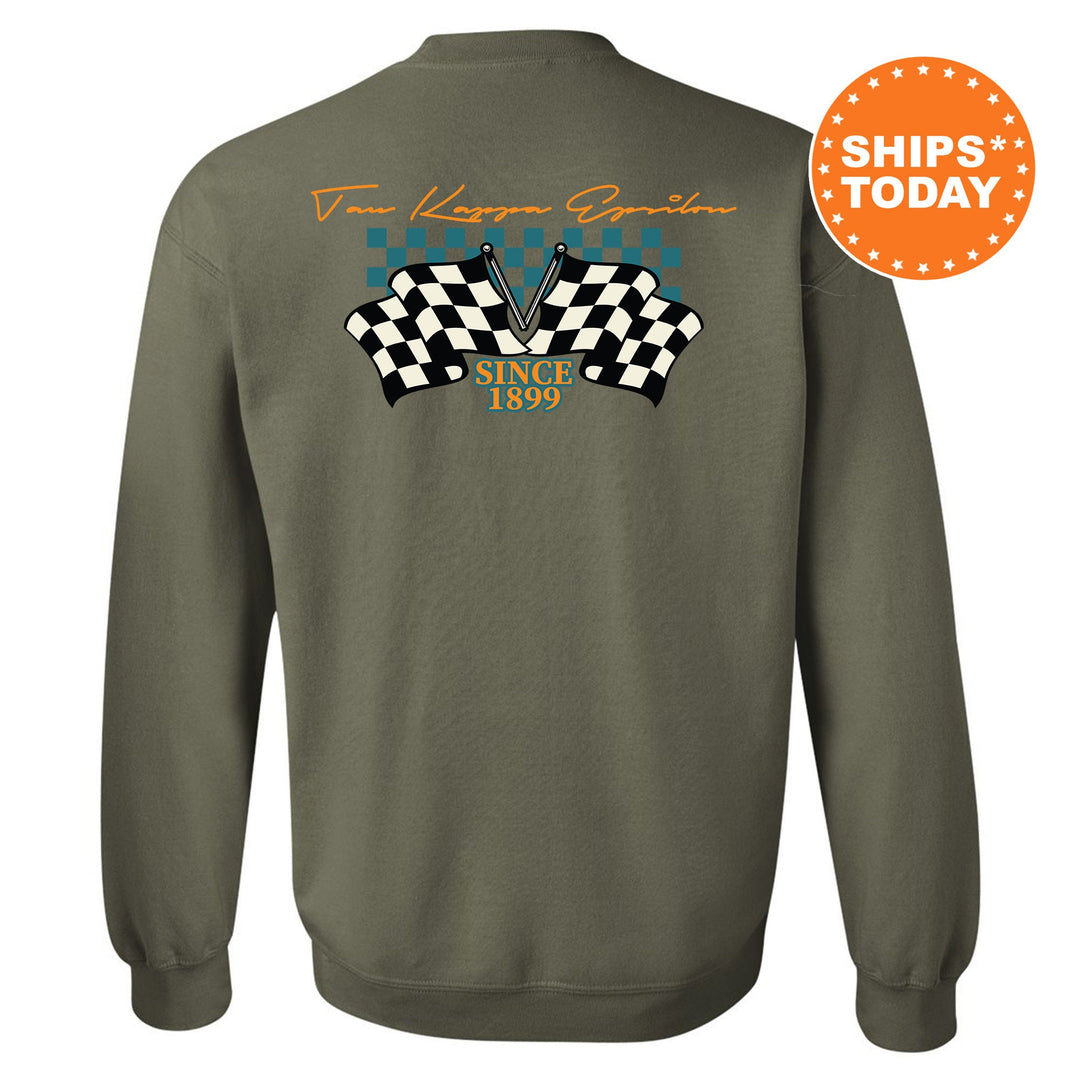 Tau Kappa Epsilon Race Banner Fraternity Sweatshirt | TKE Crewneck Sweatshirt | New Pledge Gift | Rush Sweatshirt | College Crewneck