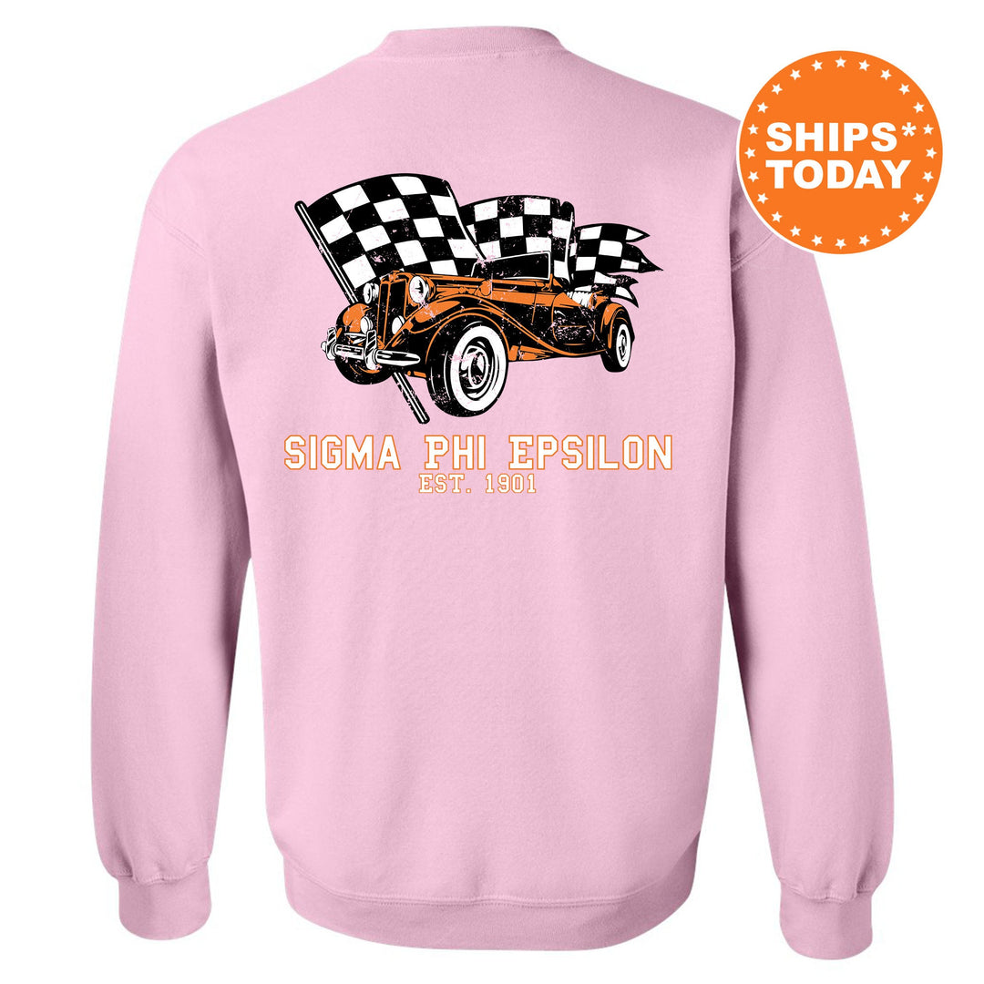 Sigma Phi Epsilon Racer Fraternity Sweatshirt | SigEp Greek Sweatshirt | Fraternity Gift | Bid Day Gift | College Apparel | Men Sweatshirt