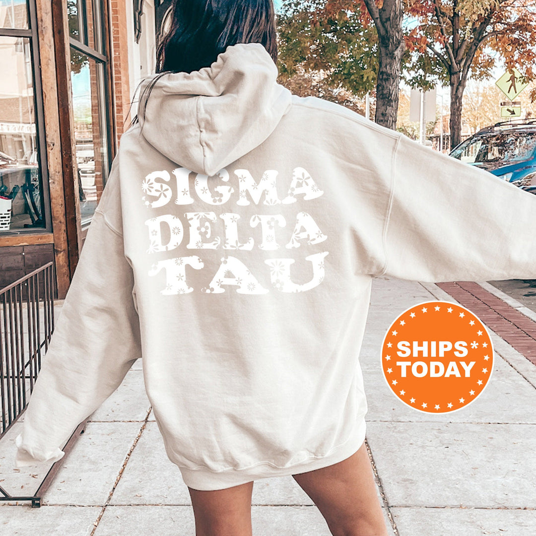 Sigma Delta Tau White Floral Sorority Sweatshirt | Sig Delt Floral Crewneck | Big Little Reveal Gift | Bid Day Basket | Sorority Merch