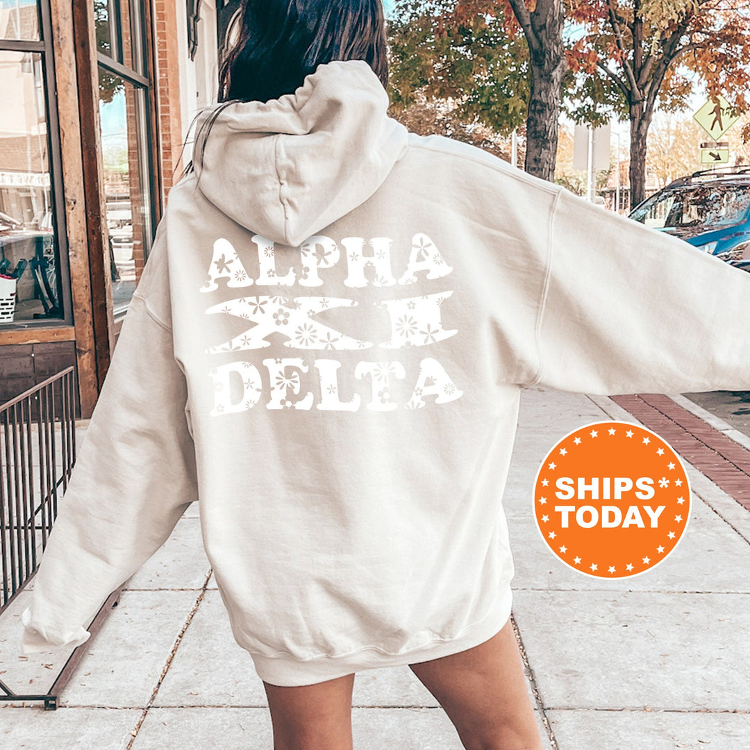 Alpha Xi Delta White Floral Sorority Sweatshirt | Alpha Xi Floral Crewneck | AXID Big Little Reveal Gift | Bid Day Basket | Sorority Merch