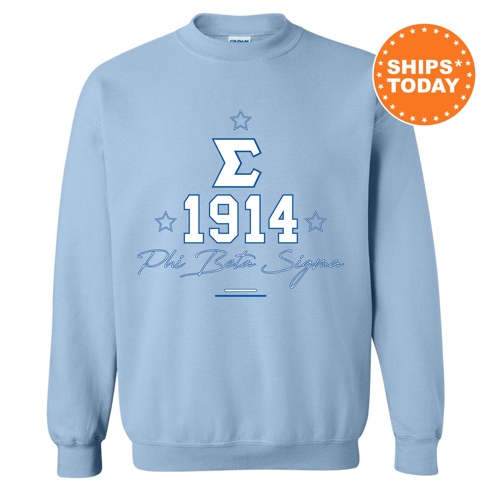 a light blue sweatshirt with a picture of a man&#39;s name on it