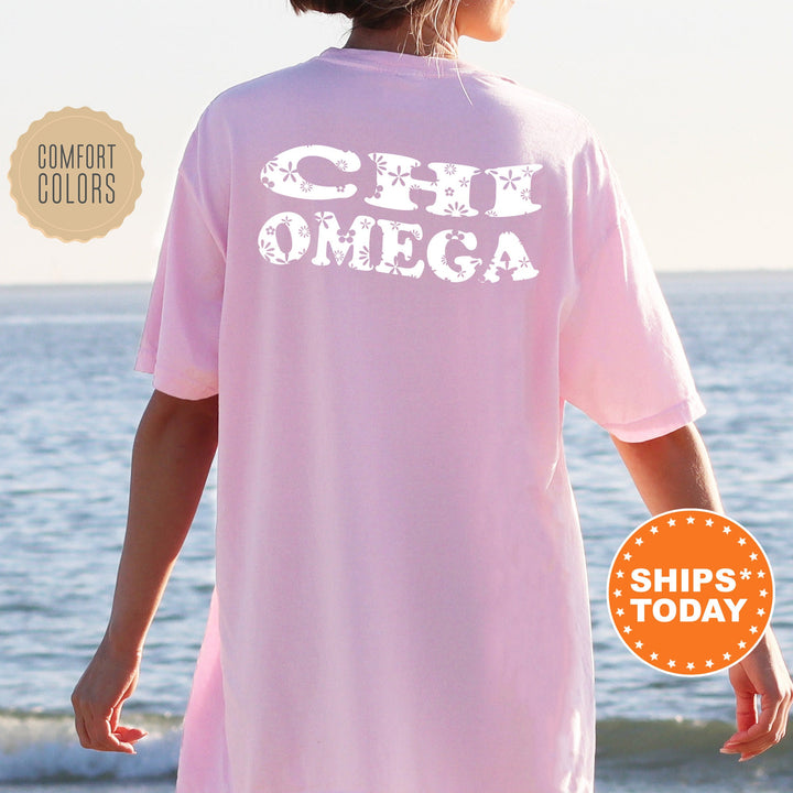 Chi Omega White Floral Sorority T-Shirt | Chi O Floral Shirt | Comfort Colors Tee | Big Little Sorority Gift | Sorority Merch _ 13277g