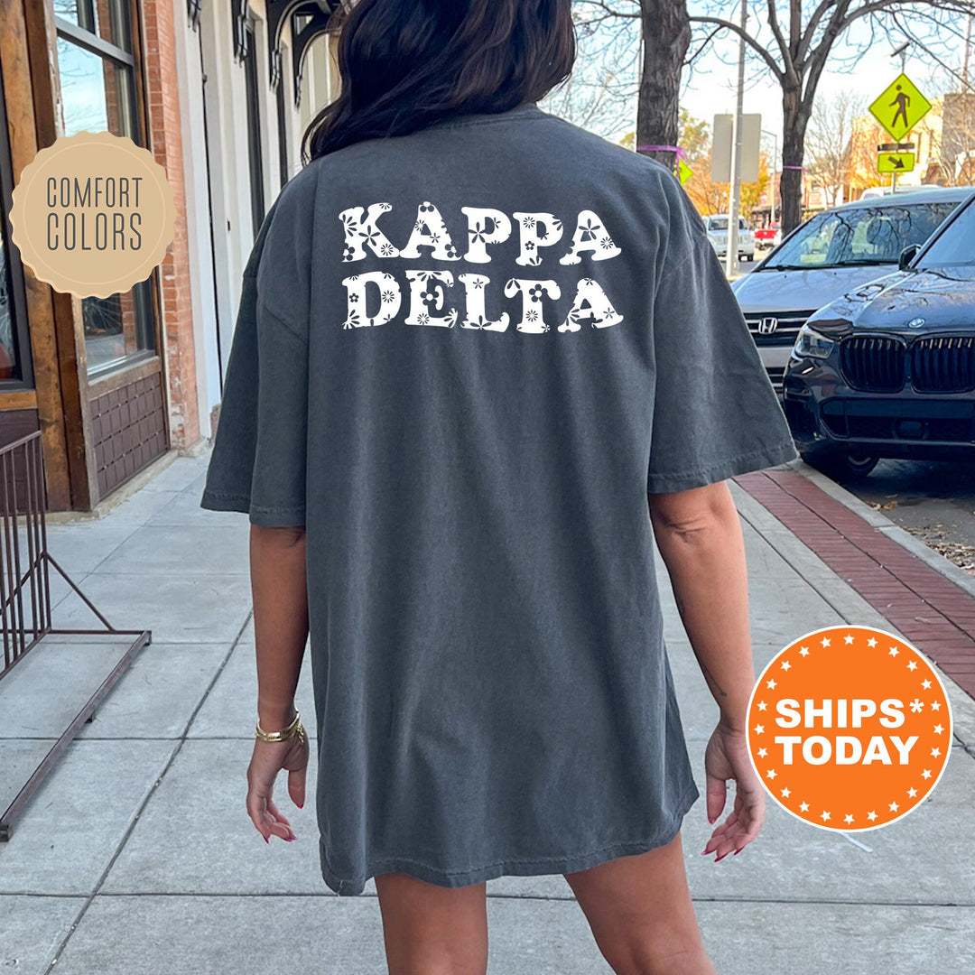 Kappa Delta White Floral Sorority T-Shirt | Kappa Delta Floral Shirt | Comfort Colors Tee | Big Little Sorority Gift | Sorority Merch _ 13284g