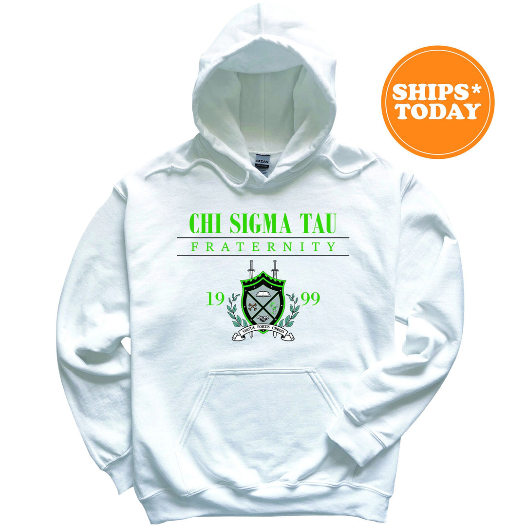 a white hoodie with a green and white design on it