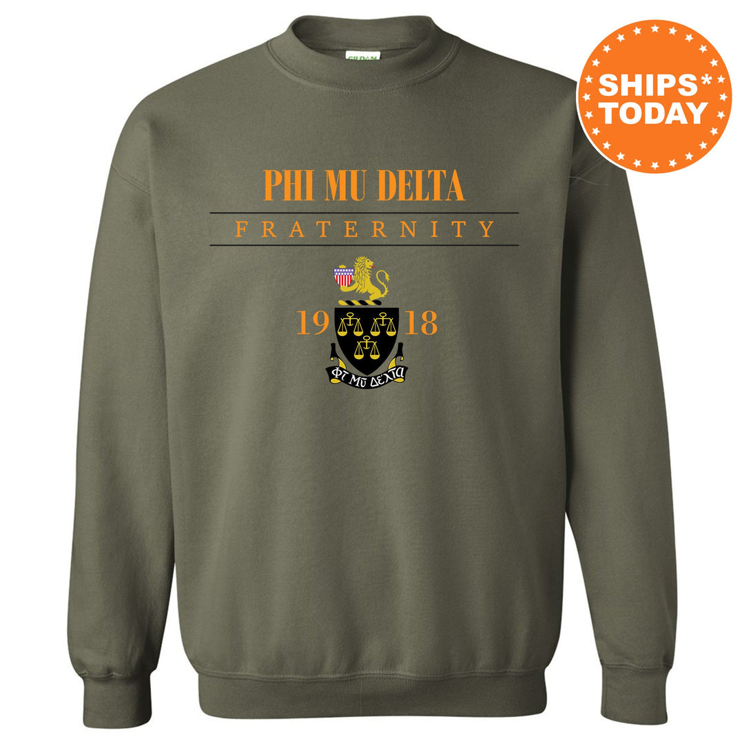 a sweatshirt with the phi mu delta fraternity on it