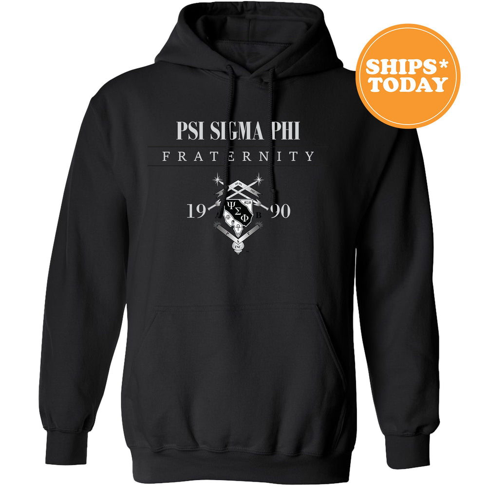 a black hoodie with the phi phi fraternity logo on it