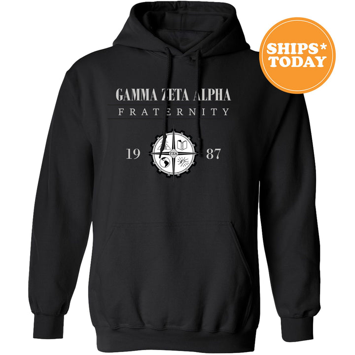 a black hoodie with the words garmaetaa alpha fraternity printed on it