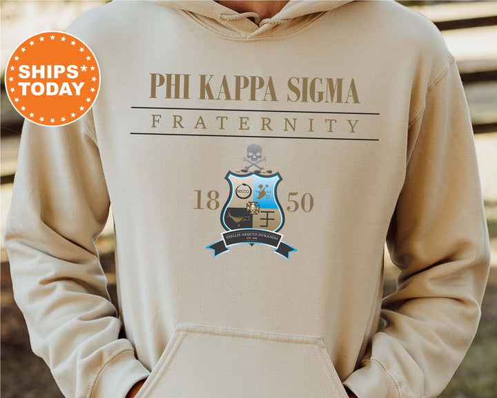 a person wearing a hoodie with a phi kapa sign on it