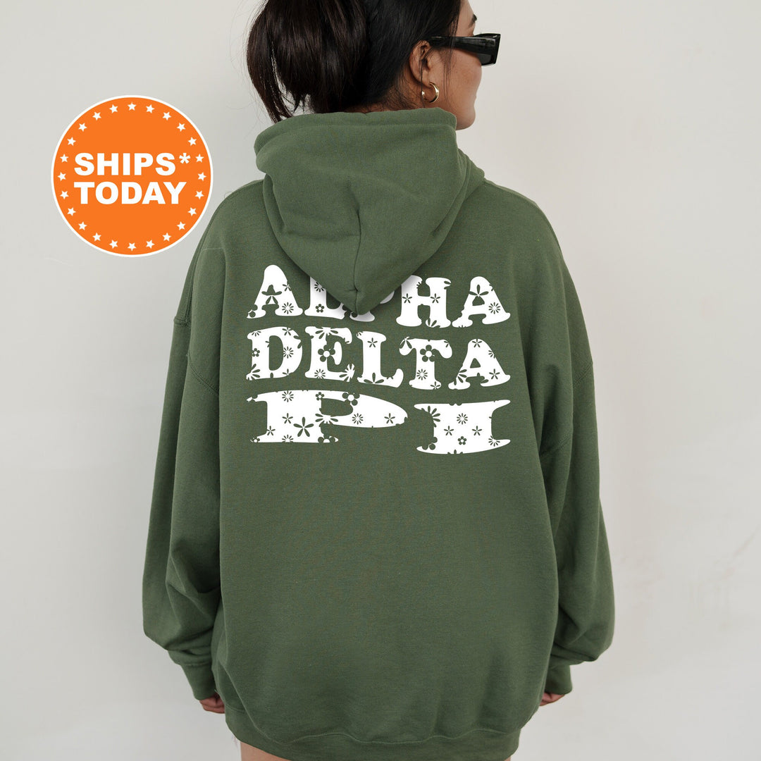 Alpha Delta Pi White Floral Sorority Sweatshirt | ADPI Floral Crewneck | Big Little Sorority Reveal Gift | Bid Day Basket | Sorority Merch