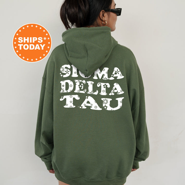 Sigma Delta Tau White Floral Sorority Sweatshirt | Sig Delt Floral Crewneck | Big Little Reveal Gift | Bid Day Basket | Sorority Merch