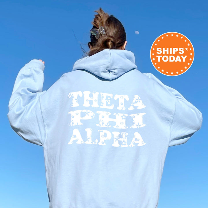 Theta Phi Alpha White Floral Sorority Sweatshirt | Theta Phi Floral Crewneck | Big Little Reveal Gift | Bid Day Basket | Sorority Merch