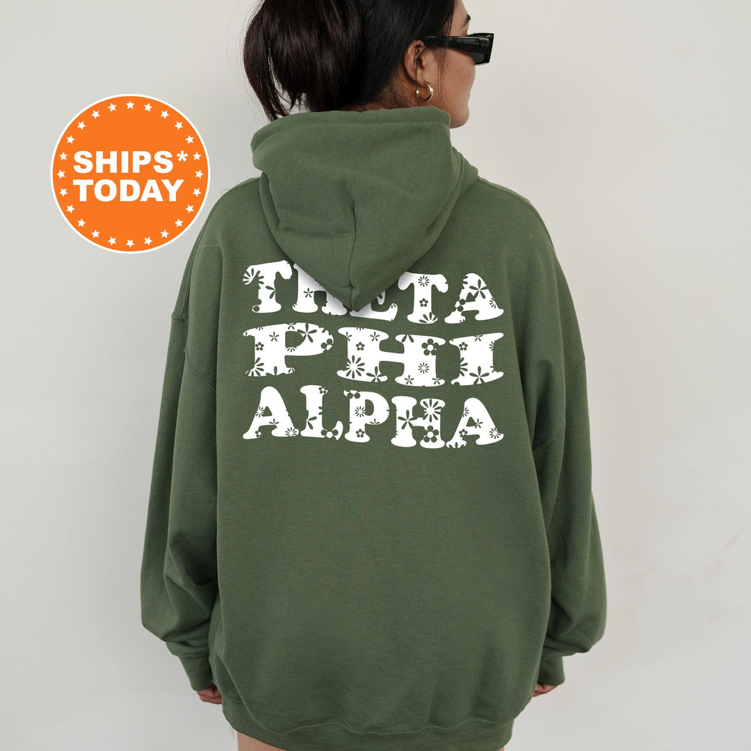 Theta Phi Alpha White Floral Sorority Sweatshirt | Theta Phi Floral Crewneck | Big Little Reveal Gift | Bid Day Basket | Sorority Merch