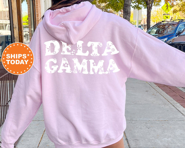Delta Gamma White Floral Sorority Sweatshirt | Dee Gee Floral Crewneck | Big Little Sorority Reveal Gift | Bid Day Basket | Sorority Merch
