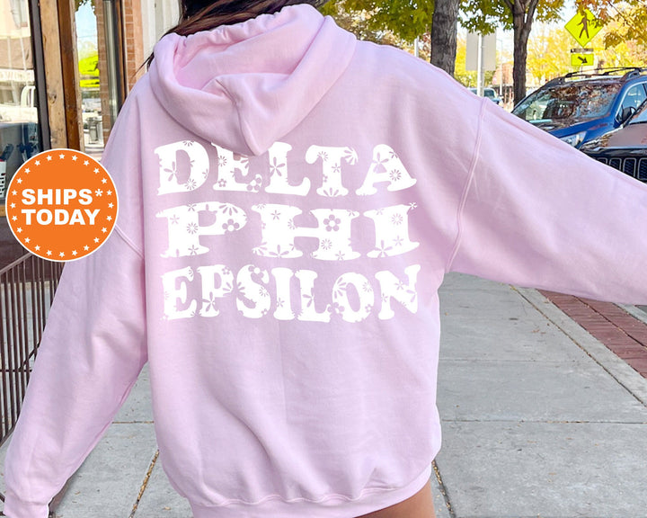Delta Phi Epsilon White Floral Sorority Sweatshirt | DPHIE Floral Crewneck | Big Little Reveal Gift | Bid Day Basket | Sorority Merch