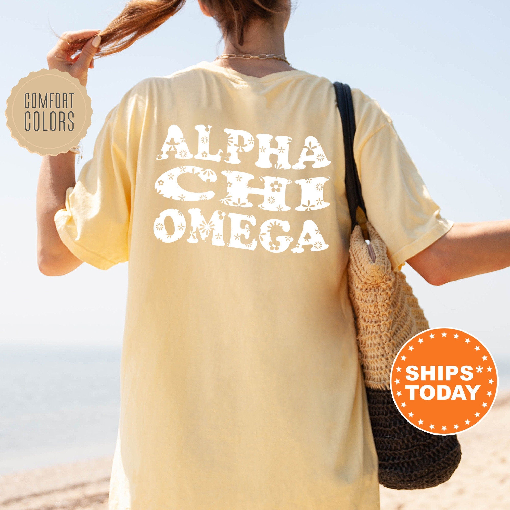 Alpha Chi Omega White Floral Sorority T Shirt Alpha Chi Floral Shirt Comfort Colors Tee Big Little Sorority Gift Sorority Merch 13268g