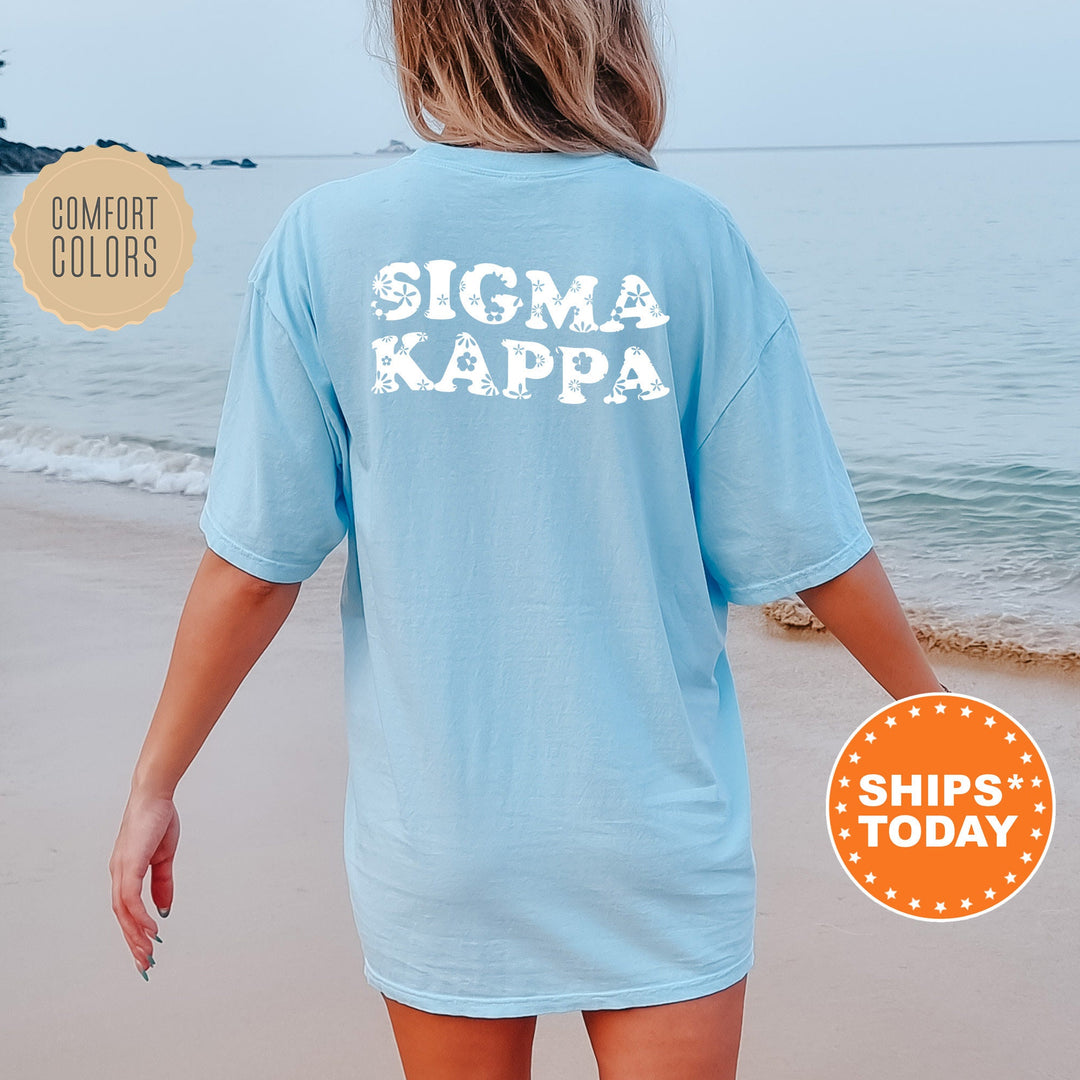 Sigma Kappa White Floral Sorority T-Shirt | Sigma Kappa Floral Shirt | Comfort Colors Tee | Big Little Sorority Gift | Sorority Merch _ 13290g