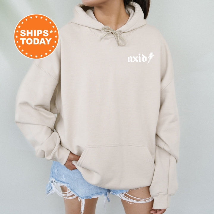 a woman wearing a hoodie with the words, ships today on it