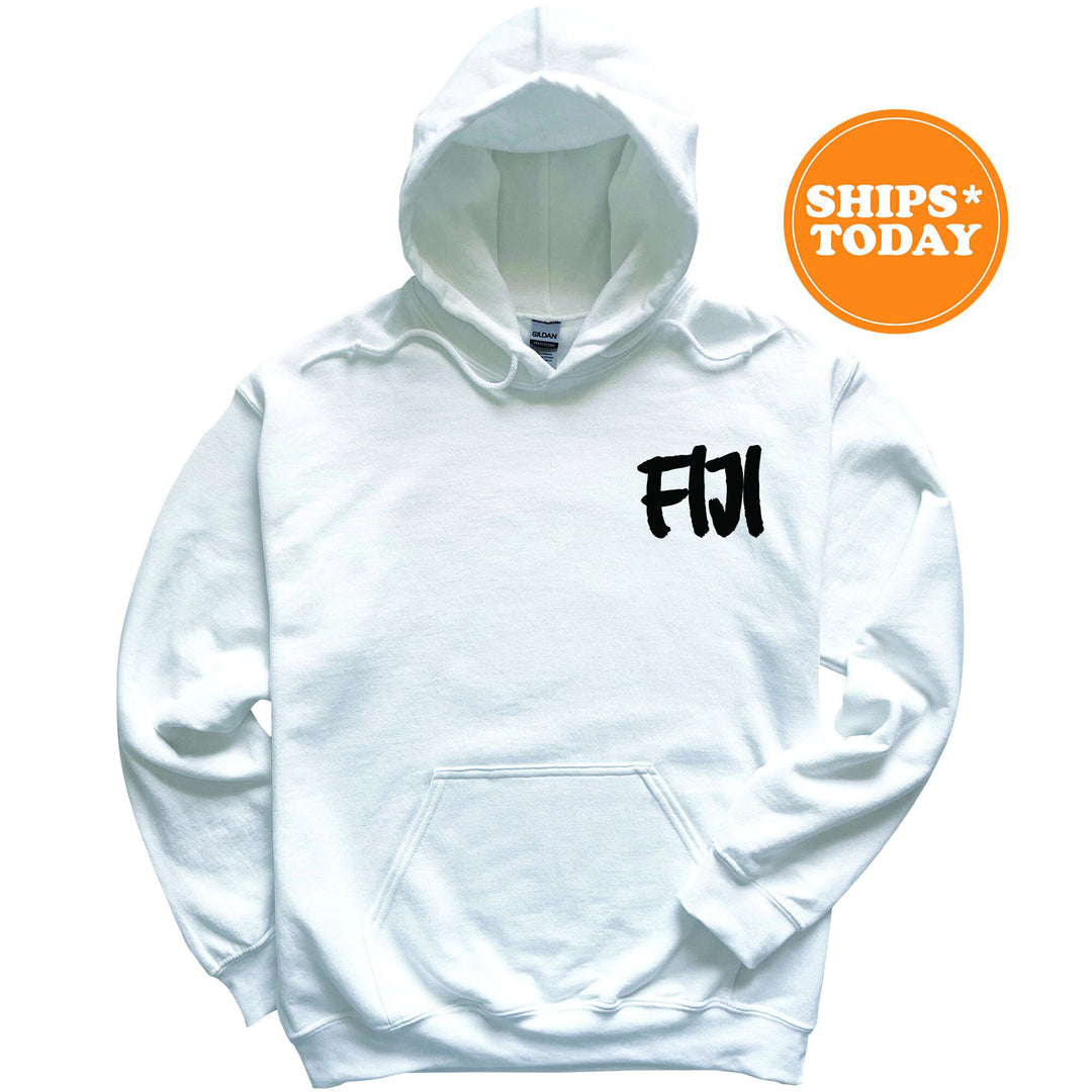 a white hoodie with the word fit printed on it