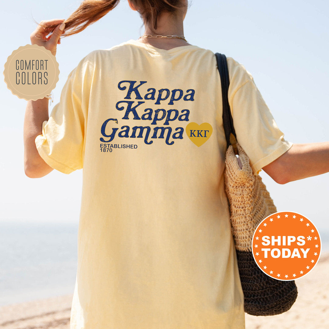 a woman with a bag and a t - shirt that says kappa ka