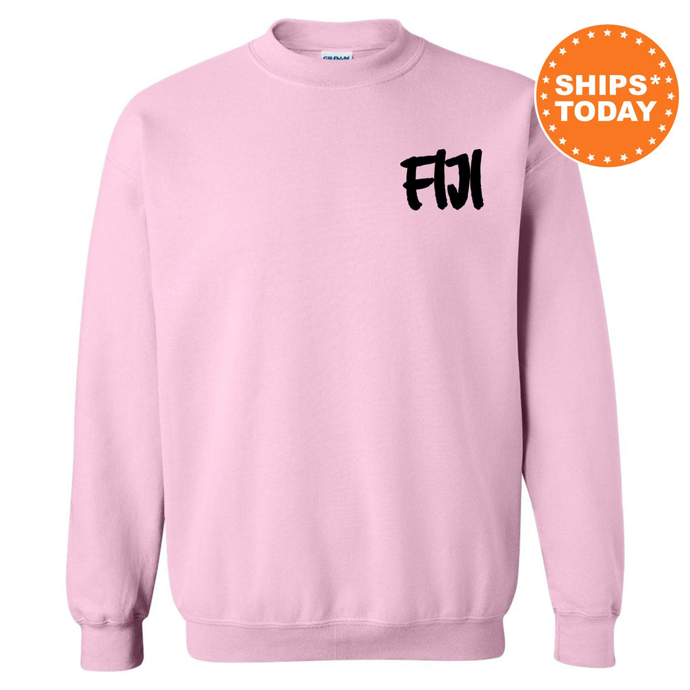 a pink sweatshirt with the word ffu printed on it