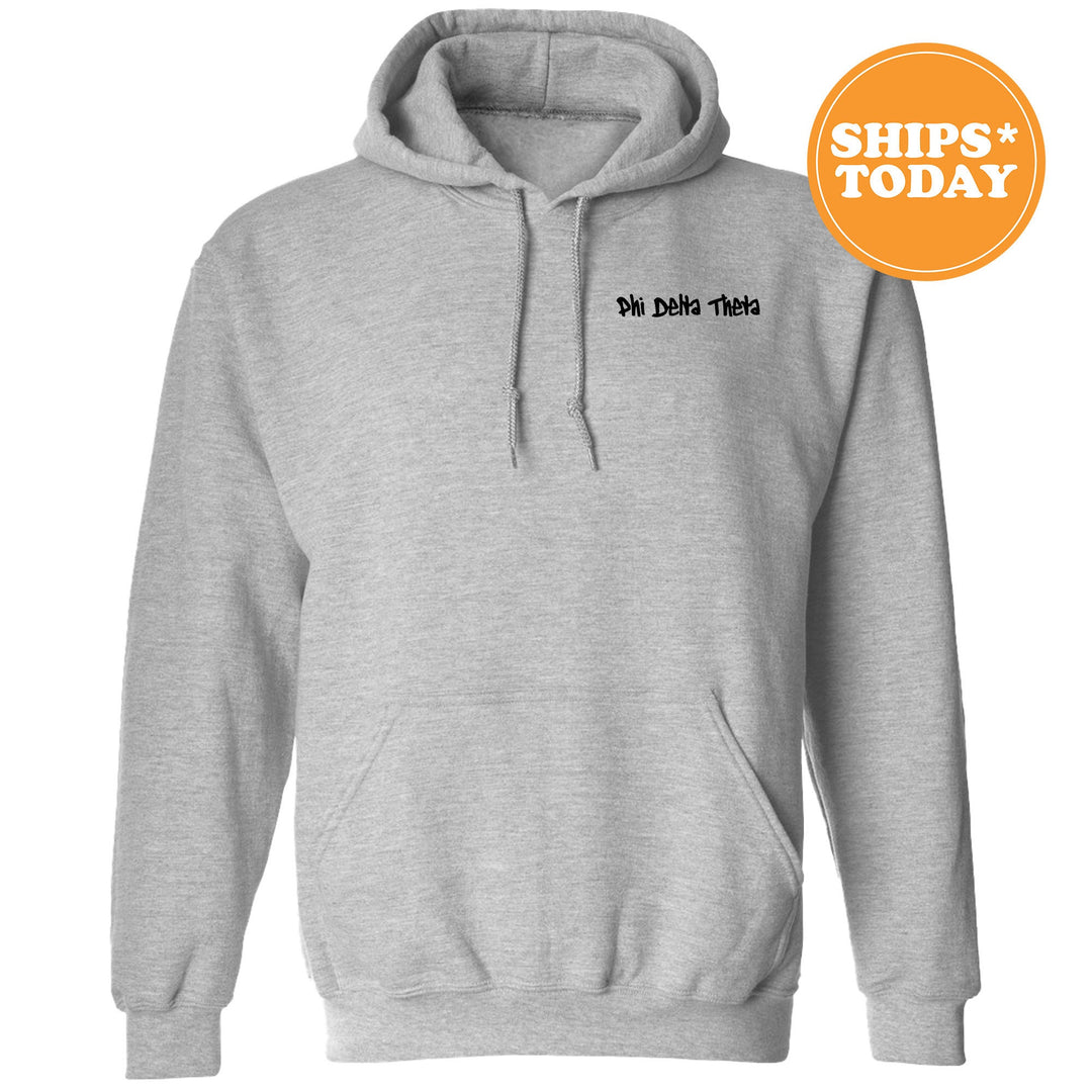 a grey hoodie with the words we talk this on it