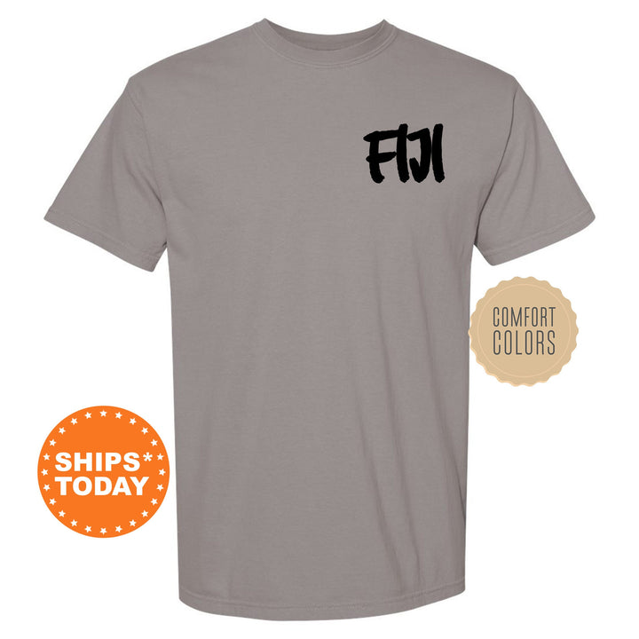 a gray t - shirt with the word fn on it